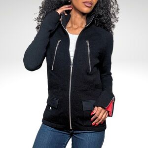 Jack Nicklaus Merino Lambswool Utility Zip Sweater Small Black